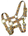 Premium sunflower & cheetah print nylon halter with brass hardware-PONY