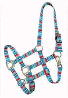 Premium Nylon Teal serape print halter with Silver hardware Horse Tack