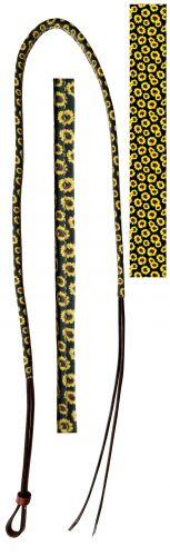 Showman® 4ft Leather over & under with leather sunflower print overlay - KP Pet Supply