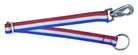 1" Red, White, and Blue nylon adjustable bucket hanger with snap and ring Horse
