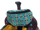 Teal Southwest Design Print Insulated Nylon Saddle Pouch Horse