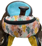 Pink Cactus Print Insulated Nylon Saddle Pouch Horse