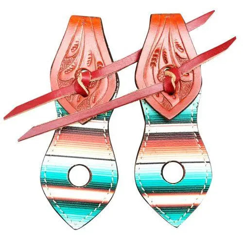 Serape print slobber straps with medium leather accent Horse