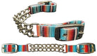 Teal Serape Southwest print Fully adjustable double end chain nylon curb chain Horse