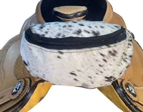 Hair on Cowhide Saddle Pouch Horse