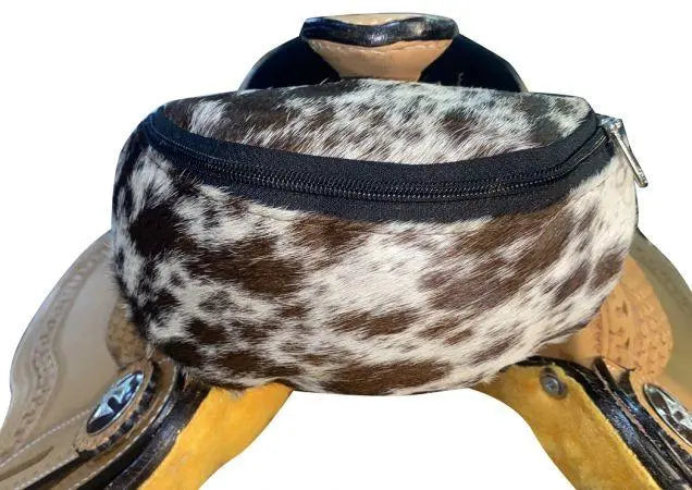 Hair on Cowhide Saddle Pouch Horse