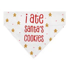 I ate Santas cookies white dog bandana with gold gingerbread prints