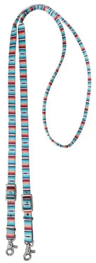 3/4" x 8ft Teal Serape Southwest Print nylon contest rein with scissor snap end Reins