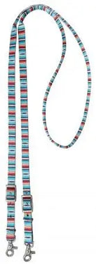 3/4" x 8ft Teal Serape Southwest Print nylon contest rein with scissor snap end Reins