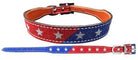 Red and Blue Glitter overlay leather dog collar Dog