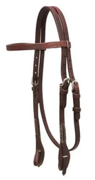 Oiled harness leather headstall with quick change bit loops Horse