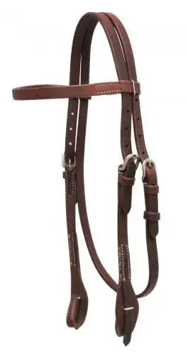 Oiled harness leather headstall with quick change bit loops Horse