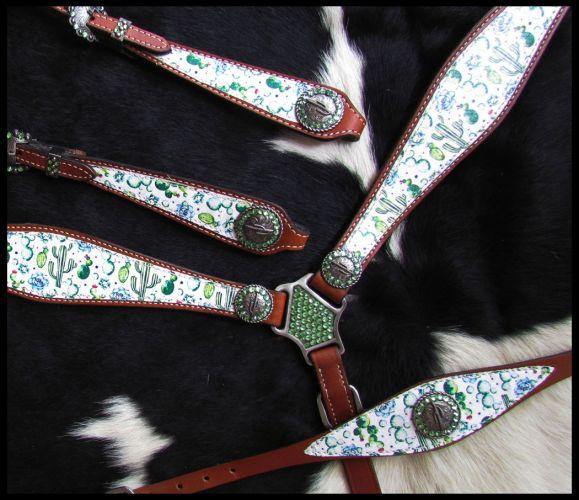 Cactus Print One Ear Tack Set - KP Pet Supply