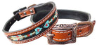Leather Beaded Arrow Inlay Dog Collar Dog