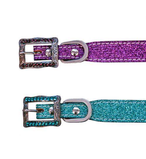 Glitter Overlay Leather Dog Collar - KP Pet Supply