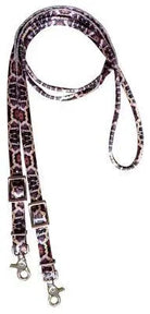 Leopard print 3/4’’ x 8ft Python nylon dog leash with silver hardware