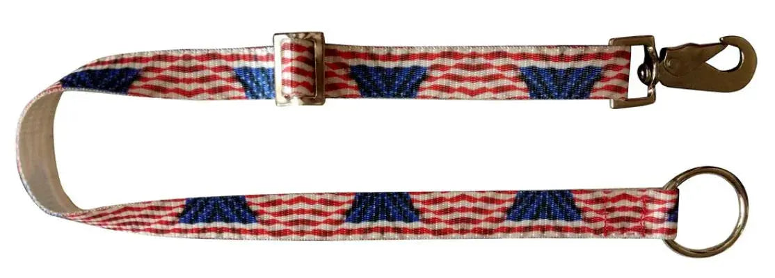 1’’ American flag print nylon lanyard with buckle hook and snap ring