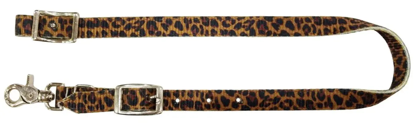 Premium nylon wither strap with cheetah print and silver buckle