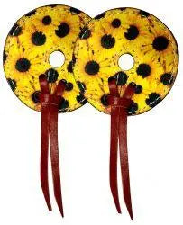 Leather bit guards with sunflower design. Horse Tack