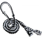 Braided Nylon Barrel Reins with Easy Grip Knots Black White Horse