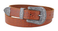 Western Tooled VintageBuckle Leather Belt