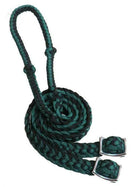 Braided Nylon Barrel Reins with Easy Grip Knots Black Hunter Green Horse