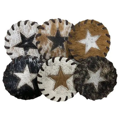 Texas Star Cowhide Coaster - Sold Individually