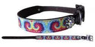 Genuine leather dog collar with tie dye print. Dog