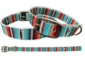 Teal Serape Southwest design nylon dog collar.