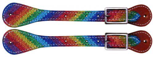 Showman Ladies Rainbow Glitter Spur Straps - KP Pet Supply