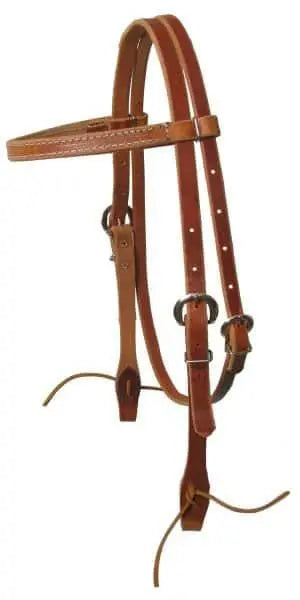 Browband harness leather headstall with ties. Made in USA. Horse