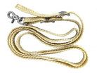Beige braided rope leash with silver hardware, 3/4’’ x 8’ waxed nylon reins, made in USA