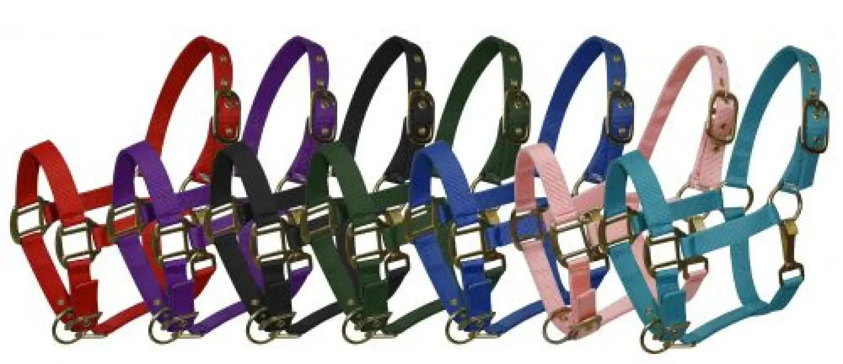 Pony size nylon halter is constructed of triple ply nylon with brass hardware Horse