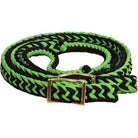 Braided Barrel Reins 8' - Multiple Color Options. Lime Green & Black Horse