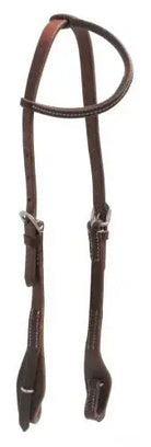 Oiled leather one ear headstall with quick change bit loops Horse