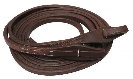 8ft X 5/8" Oiled harness leather split reins with quick change bit loops. Horse