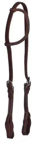 Heavy Oiled leather one ear headstall with quick change bit loops Horse Tack