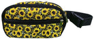 Vibrant yellow sunflower hip pack with black zipper and adjustable strap