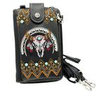 Longhorn Skull Embroidered Native Tribal Southwestern Phone Wallet handbag