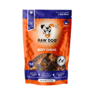 Raw Dog Beefy Chews beef larynx 6 oz pouch with cartoon dog logo