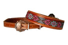 Leather Dog Collar Beaded Inlay Red,Pink & Mint Dog