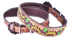 Sunflowers & Cactus Hand Painted Leather Dog Collar Dog