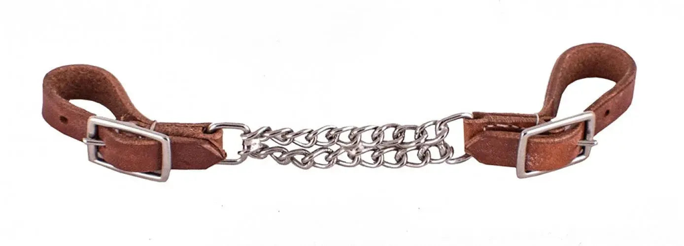 Harness leather adjustable curb chain with double chain. Horse