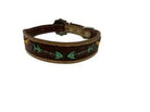 Hand Painted Sunflowers and arrow leather dog collar with copper buckle. Dog