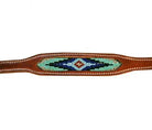 Leather Dog Leash turquoise beaded inlay design Dog