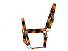 3ply Orange and Black Aztec design Nylon Horse Sized Halter. Horse