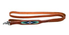 Leather Dog Leash turquoise beaded inlay design Dog