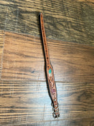 Handcrafted Padded Leather Tooled Dog Collar Red Leaf Dog