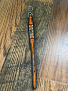 Handcrafted Padded Leather Tooled Dog Collar Blue Sunflower Dog