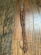 Handcrafted Padded Leather Tooled Dog Collar Sunflower Cactus Dog